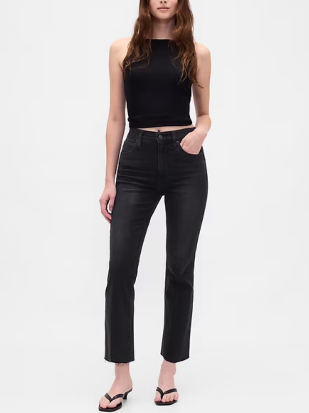 Gap High Rise Kick Fit Jeans in Washed Black Size 28/6R